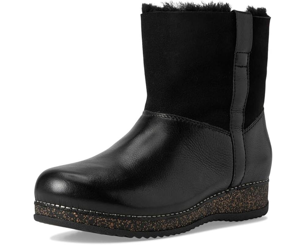 Dansko Womens Mckenzie Boots EU 37 US 7 Black Leather Shearling Lined EUC